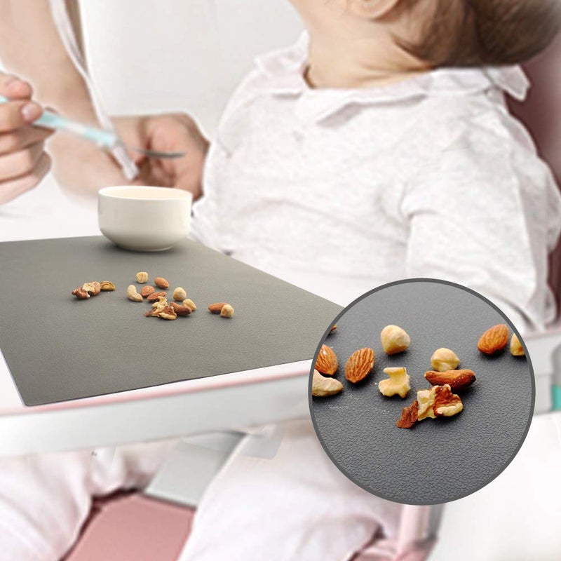 IYYI Silicone Placemats, Placemats for Kids, Placemats Set of 4 Waterproof Heat Resistant Non-Slip Kitchen Table Mats for Dining Table, Easy to Clean (Dark Gray01) - Image 4